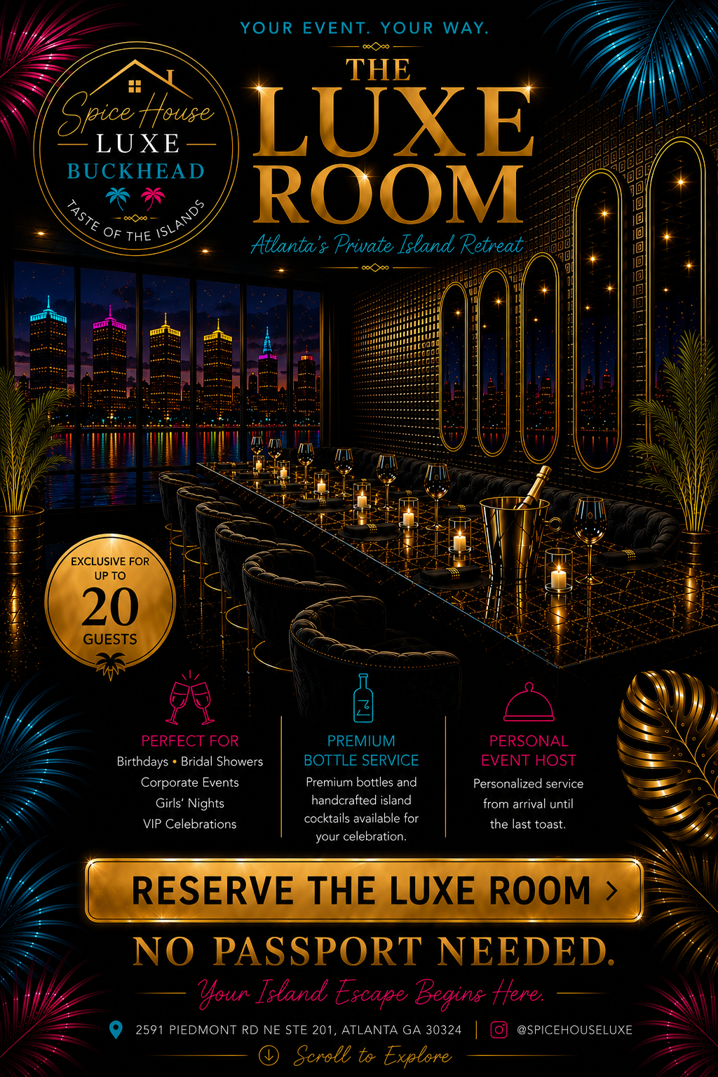 Spice House Buckhead Luxe Room campaign artwork